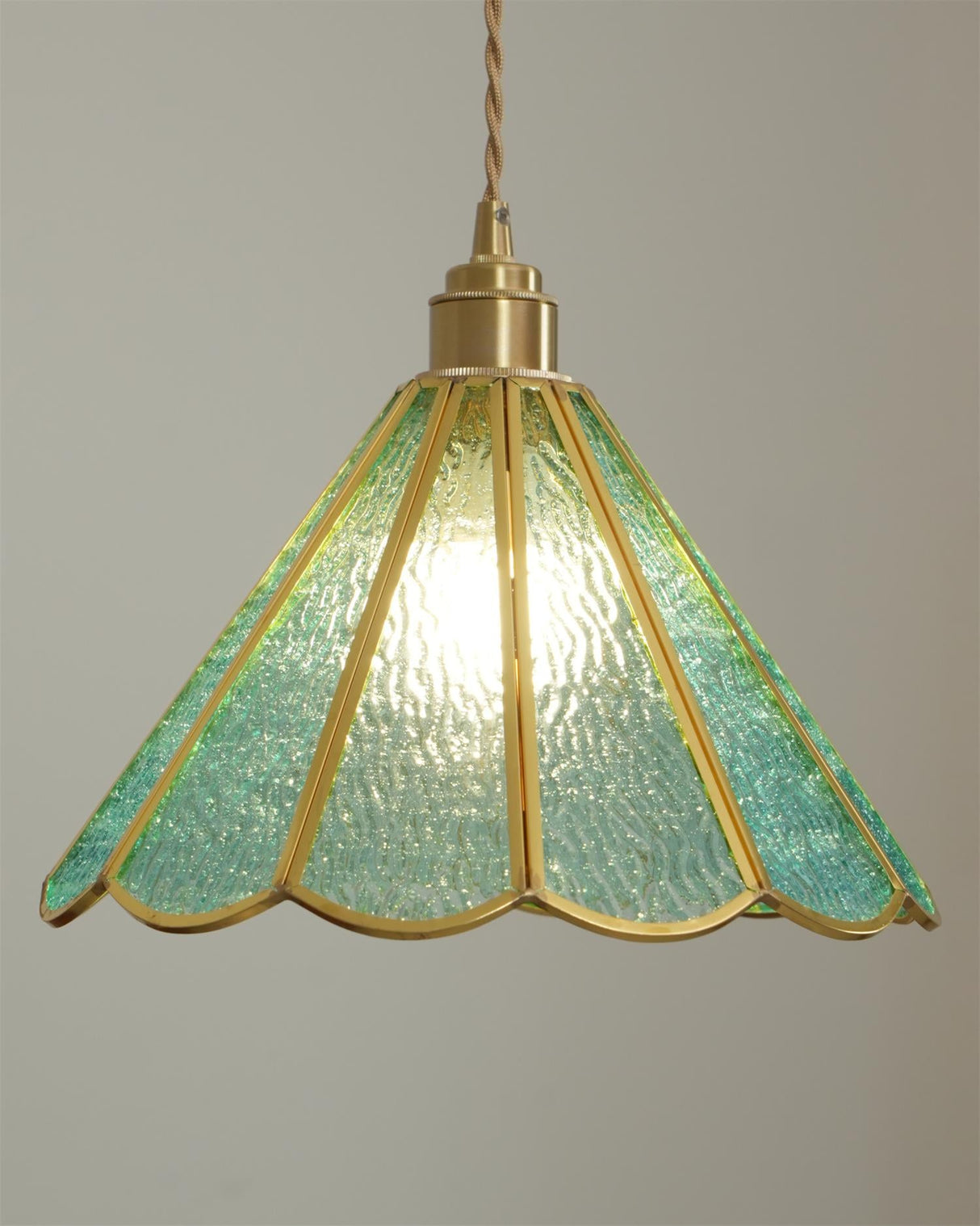 Close up of the lit blue panels showing the texture pressed into the glass
