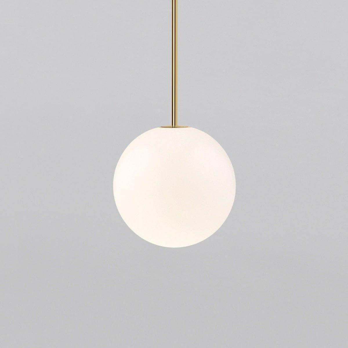 Brass stem globe pendant light with a black rod finish, view 20