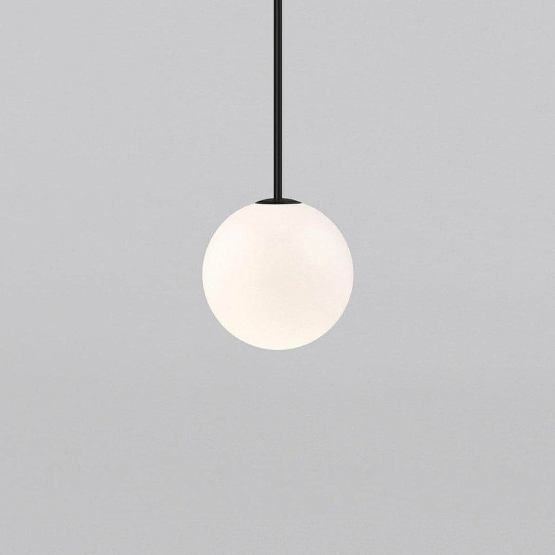 Brass rod pendant light with a 3.6 inch opal glass globe, view 23