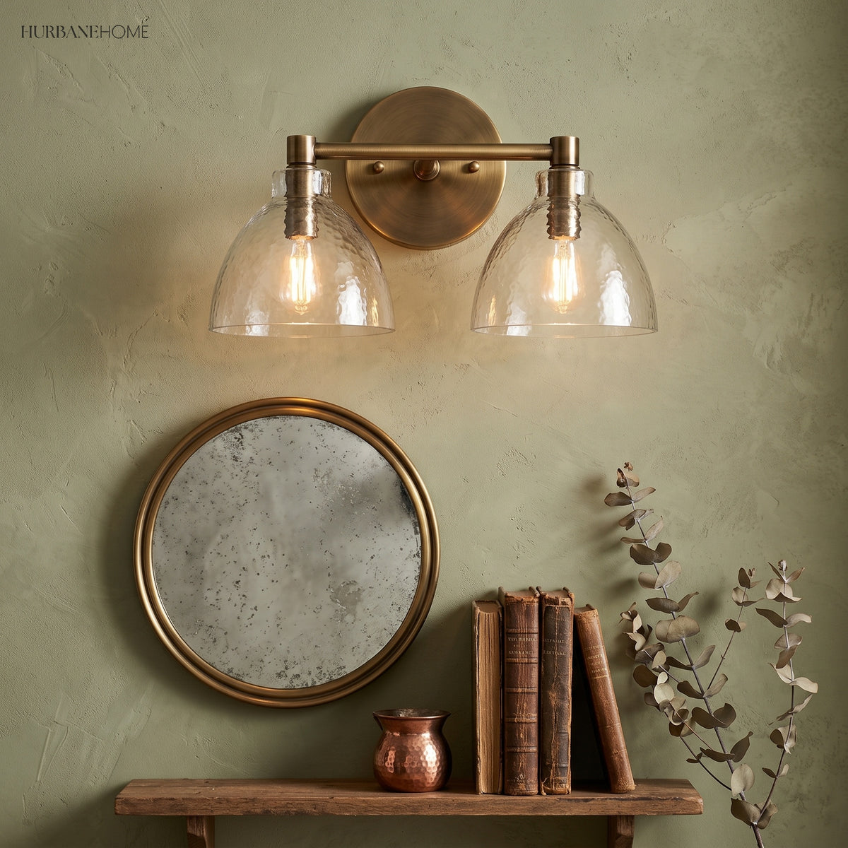 Close view of the textured glass dome and exposed filament bulb