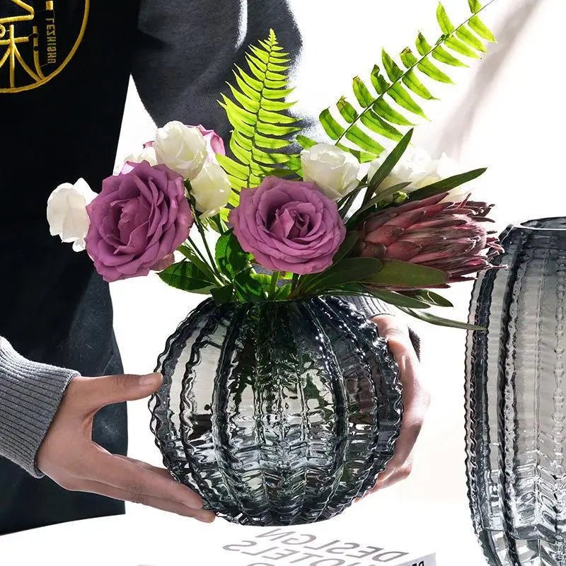Cactus Glass Vase - Elegant Round Display for Optimal Plant Growth Decor - round glass vase - Hurbane Home