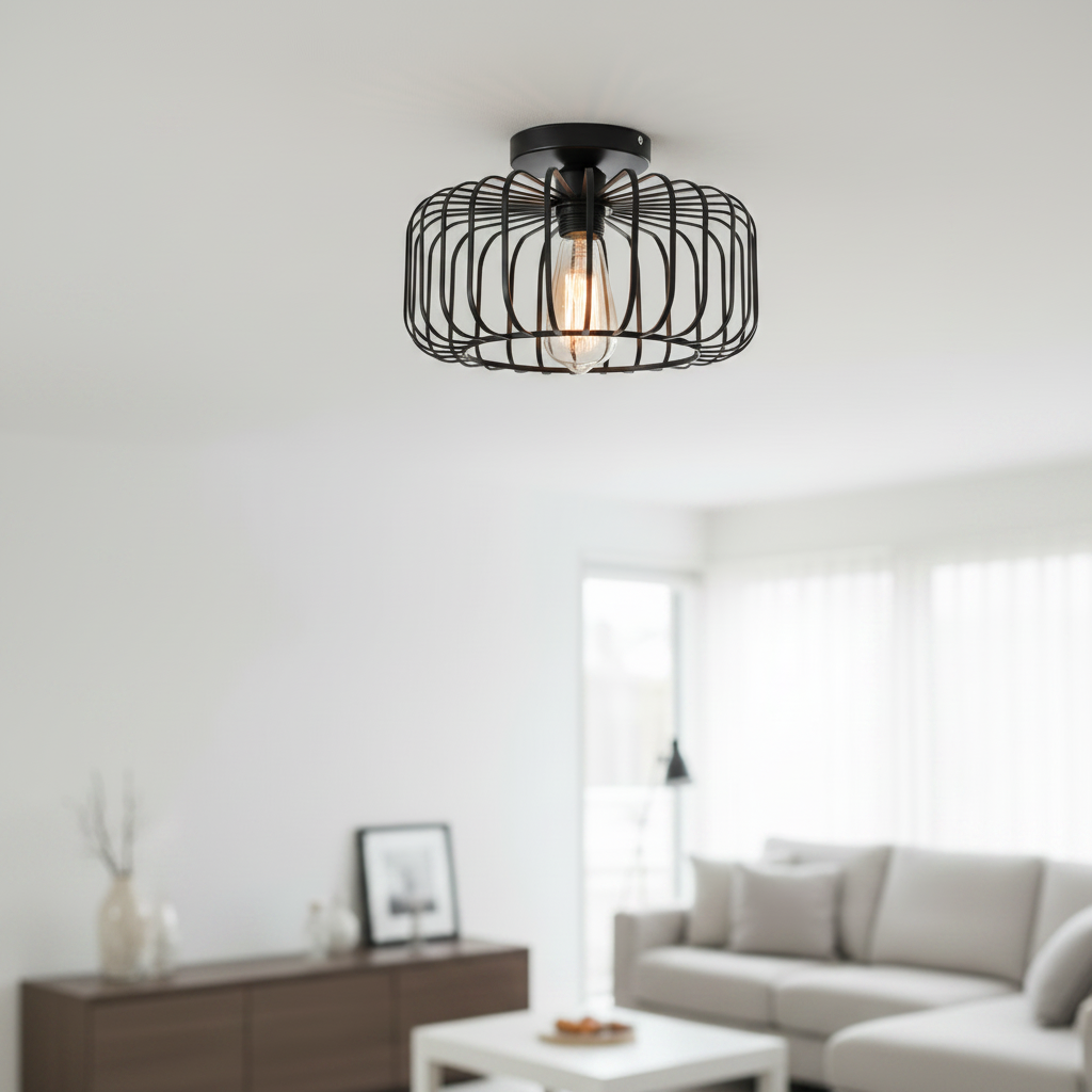 Modern Birdcage Ceiling Light with Iron Frame for Restaurant Corridor