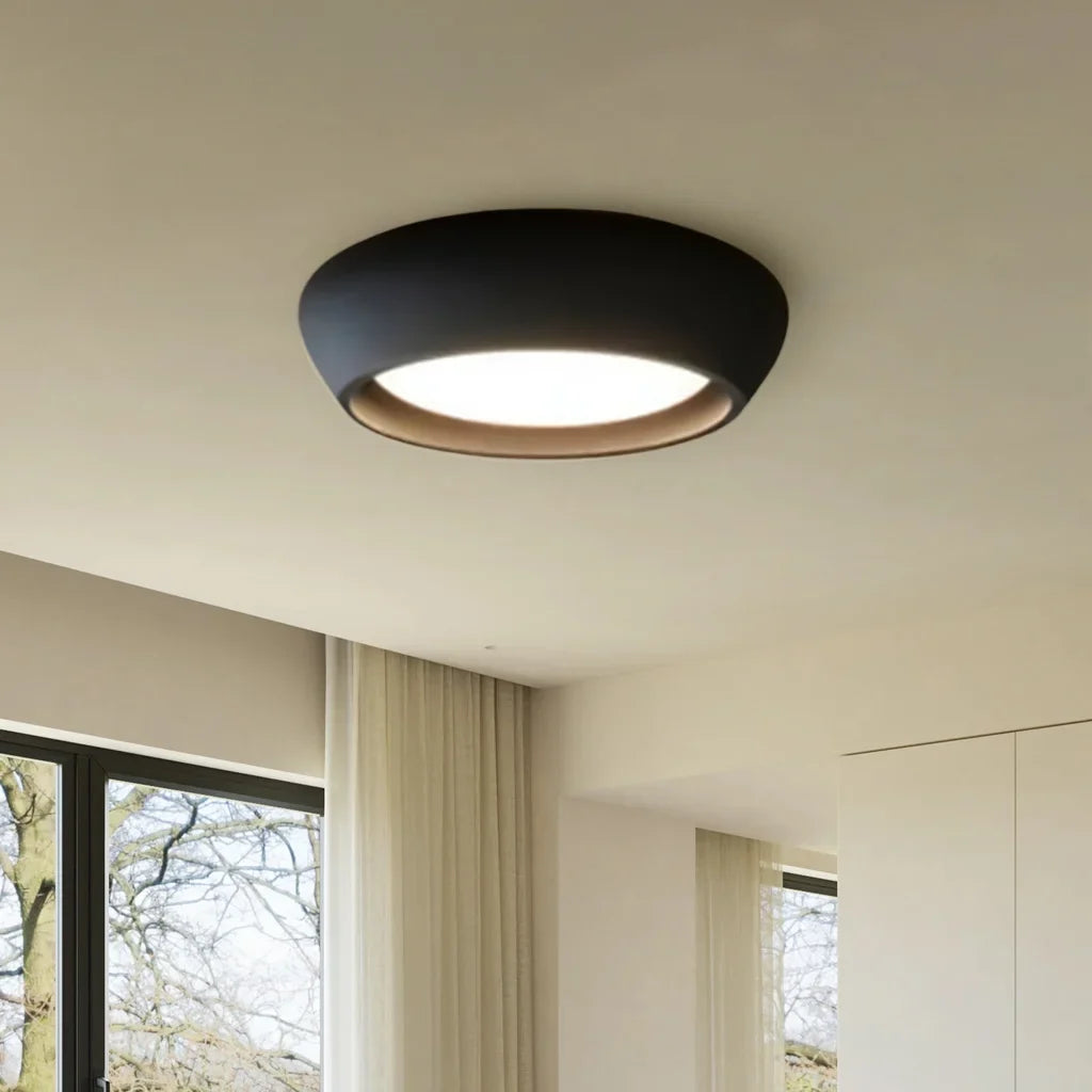 Detail of the recessed diffuser panel casting a warm even LED glow