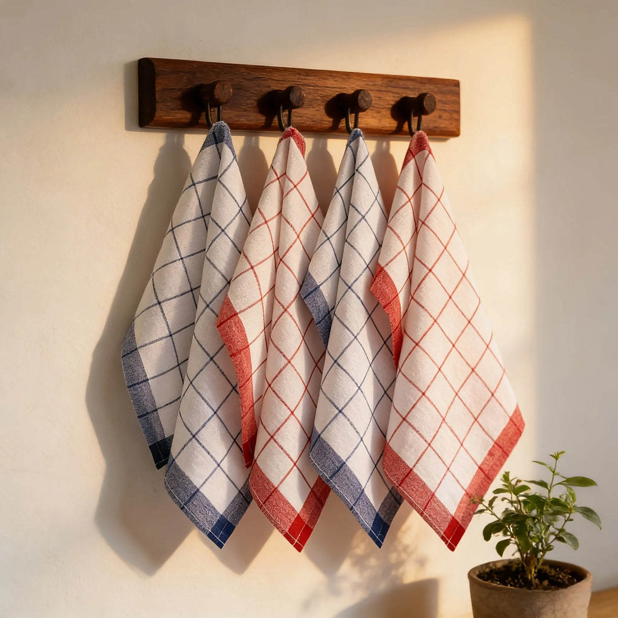 Checkered Kitchen Towels - 100% Cotton, Absorbent & Durable for Cooking - 100 Cotton Kitchen Towels - Hurbane Home