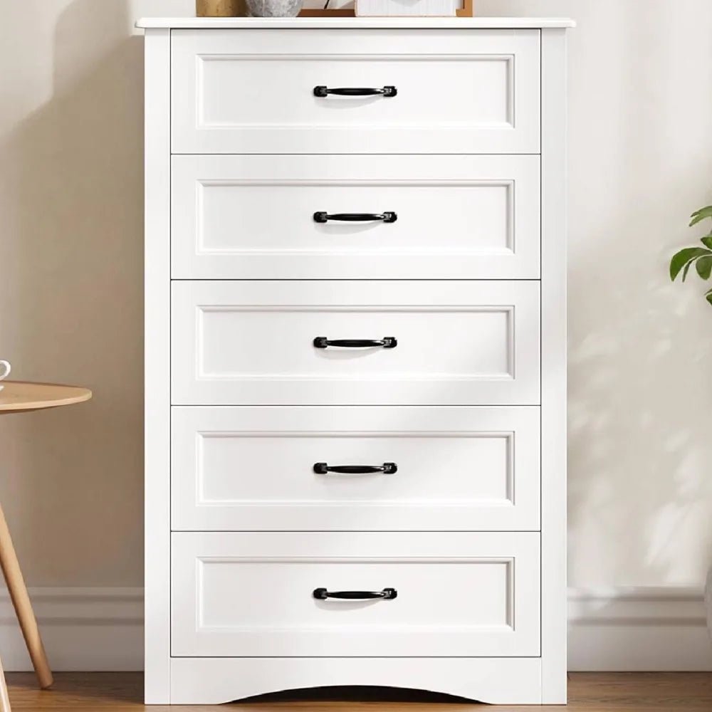 Chest of Drawers - Tall 5 Drawer Wood Dresser for Stylish Storage - Hurbane Home
