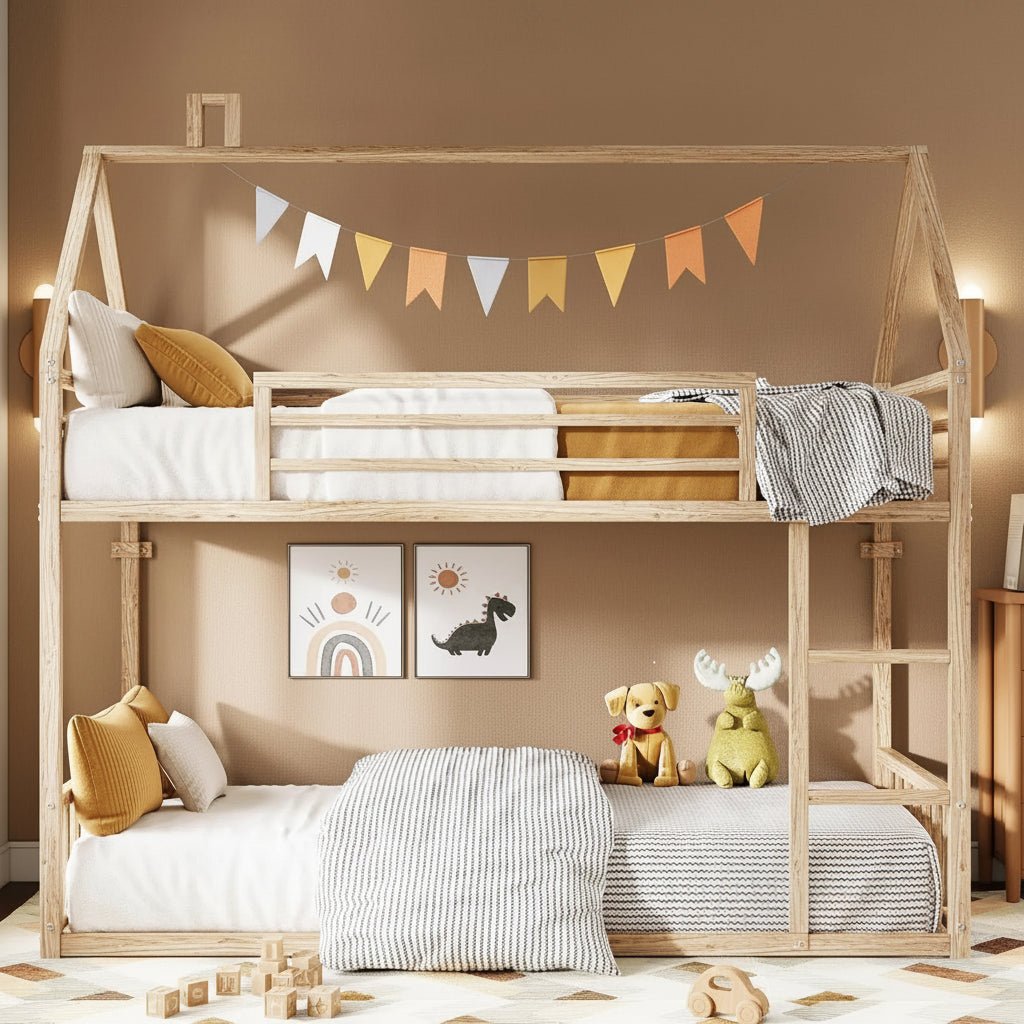 Children's Twin Bed Frame with Ladder - Durable Design for Safety & Comfort - Kids Twin Bed Frame - Hurbane Home