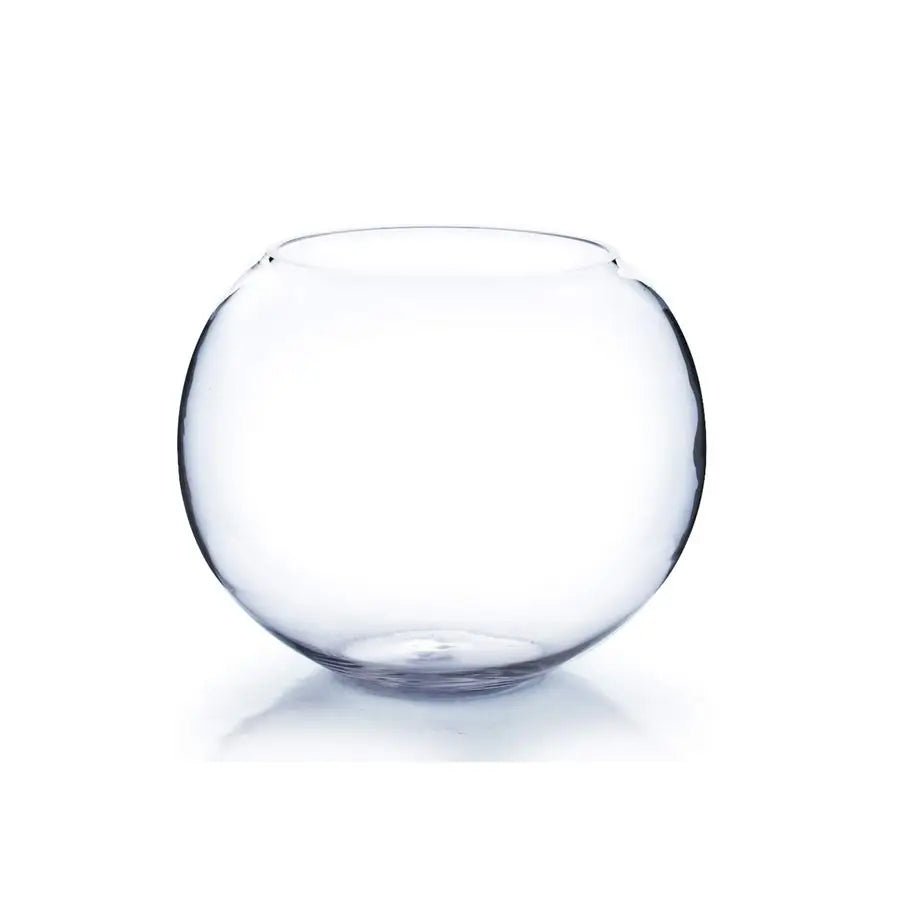 Clear Glass Bowl Vase - Elegant Centerpiece for Floral Displays - round glass vase - Hurbane Home