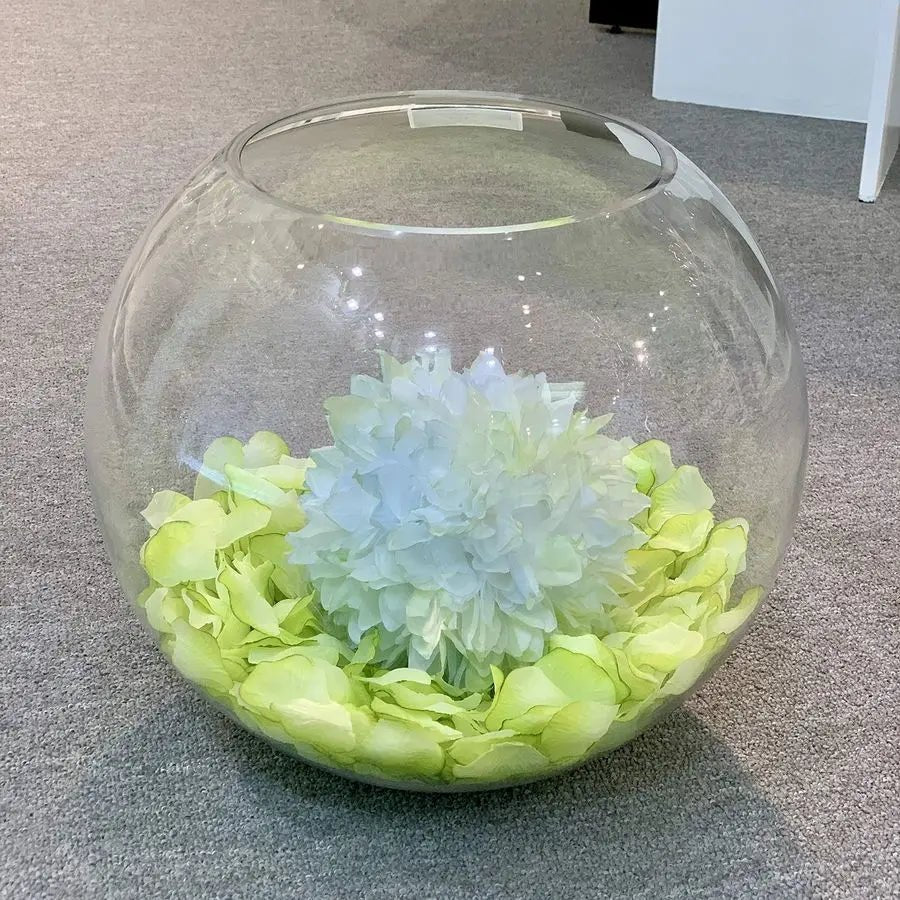 Clear Glass Bowl Vase - Elegant Centerpiece for Floral Displays - round glass vase - Hurbane Home
