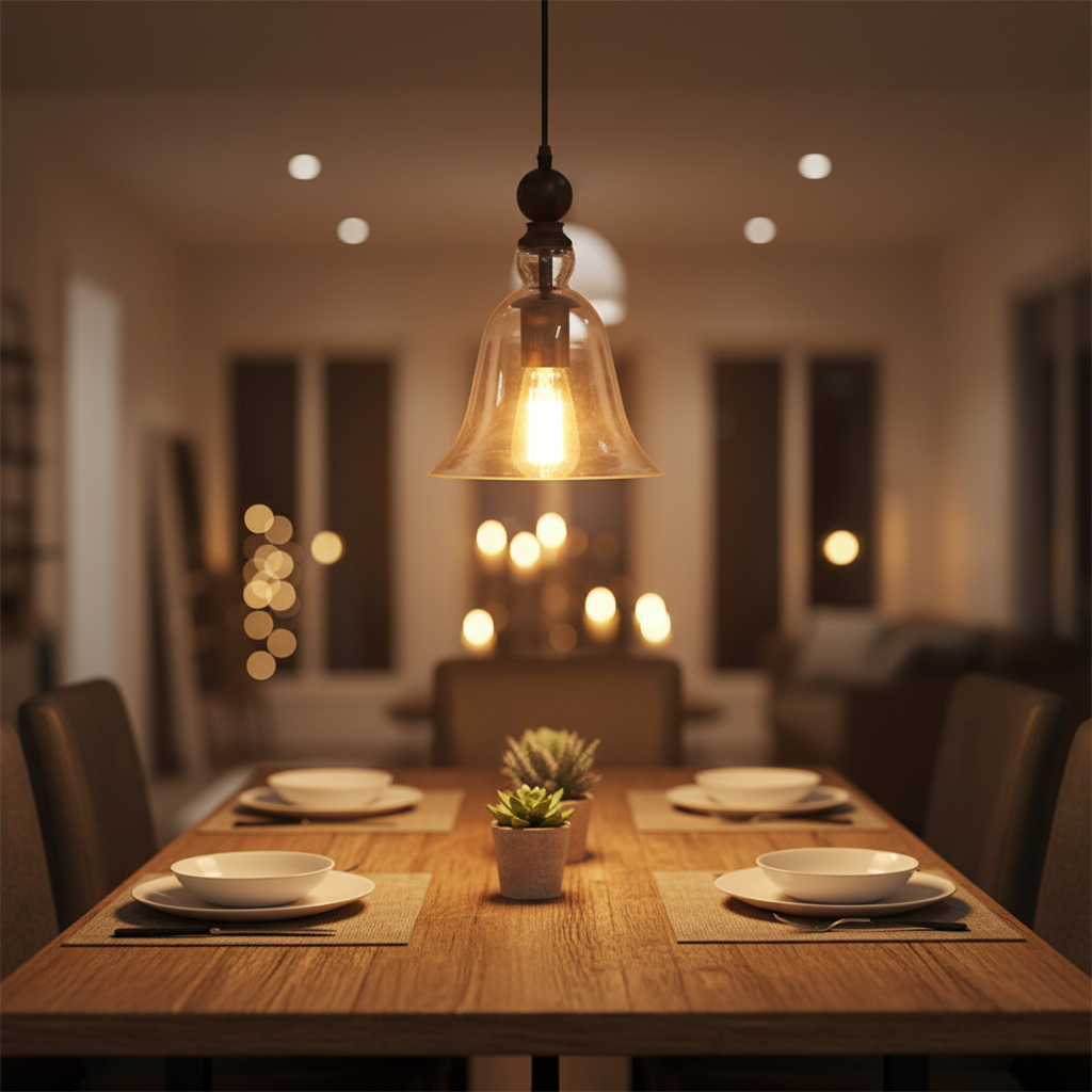 Clear Glass Bell Pendant Light Black Fitting for Kitchen Islands