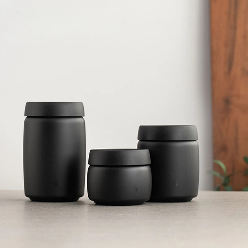 Coffee airtight storage container on kitchen counter