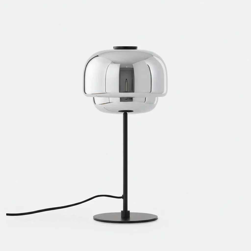 Fifth colourway of the domed glass table lamp on a round base