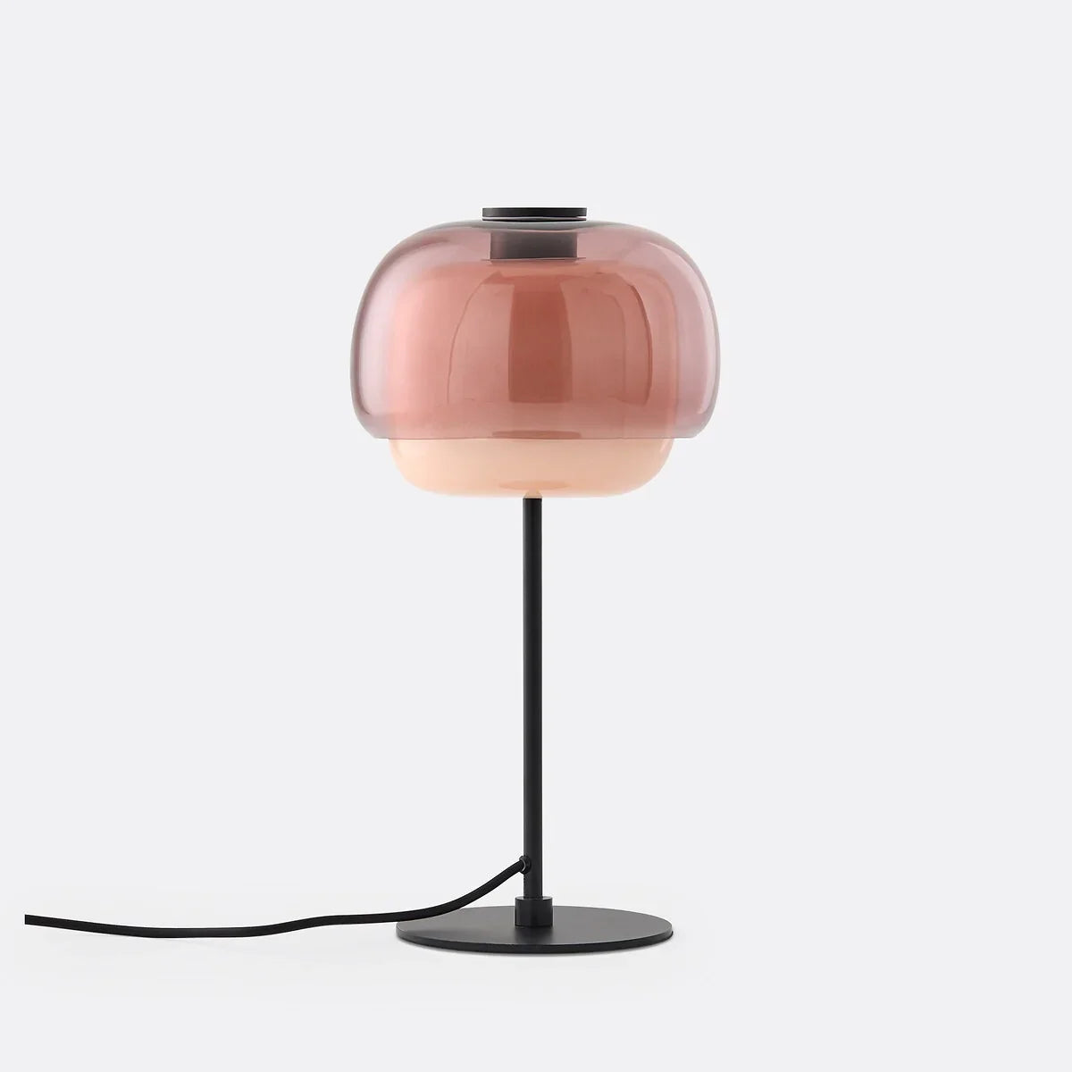 Second colourway of the glass table lamp with rounded shade