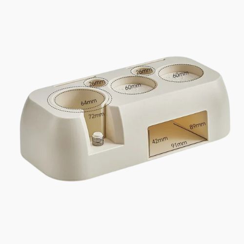 Compact coffee tamping station with organized portafilter holder