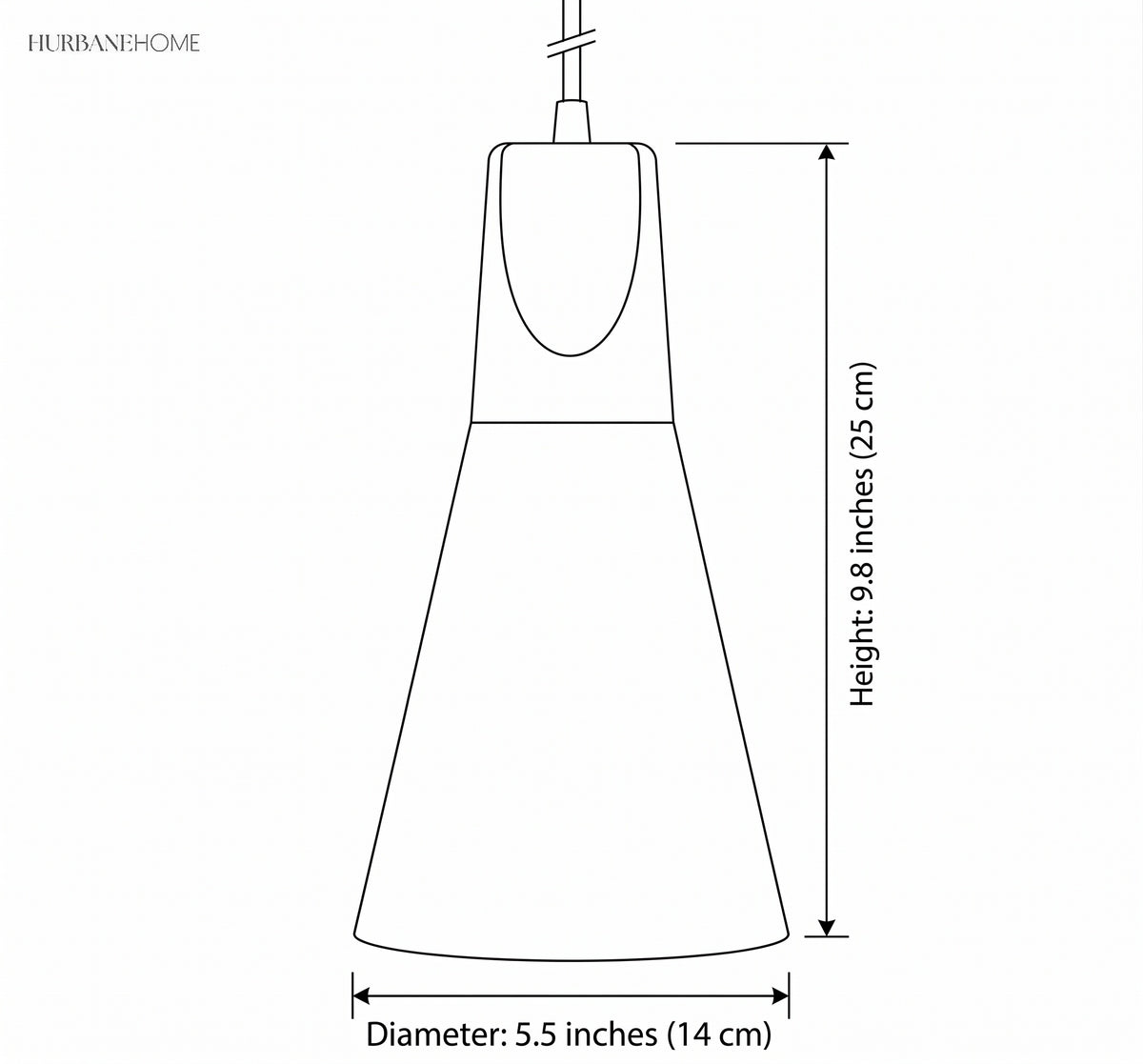 Dimension diagram showing 9.8 inch height and 5.5 inch diameter