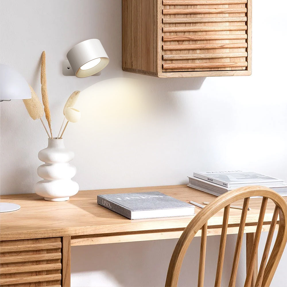 Cordless wall sconce shown from the side