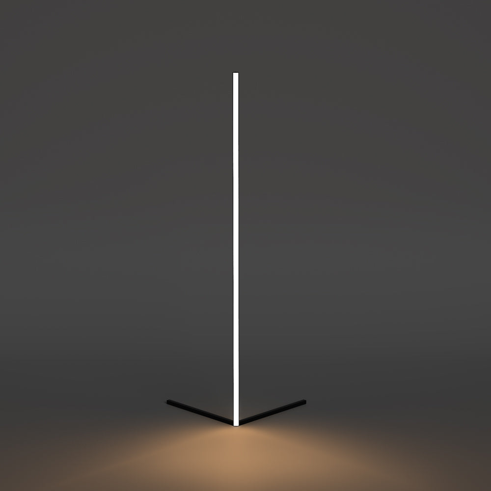 Close-up of the corner floor lamp upright and integrated LED strip detail