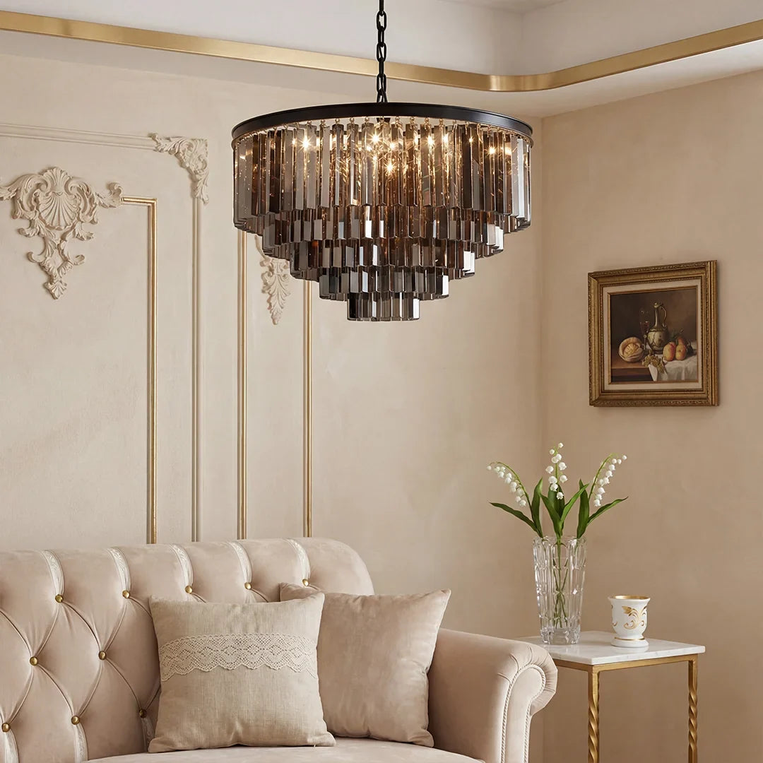 Second wide view of the 80 cm crystal chandelier statement fixture