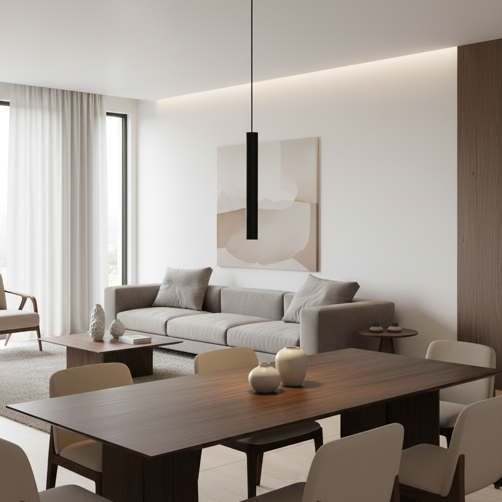 Cylinder Pendant Light Slim Aluminum Tube Integrated LED