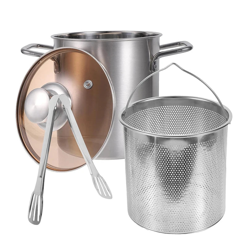 Deep Fryer Pot Stainless Steel - Versatile Oil Filter Frying Pan for Kitchen Cooking - Deep Frying Pan - Hurbane Home