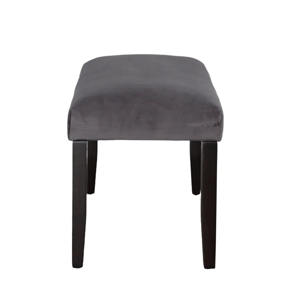 Dining Room Bench – Napoli Gray Velvet Seat With Hardwood Legs - Velvet Dining Bench - Hurbane Home