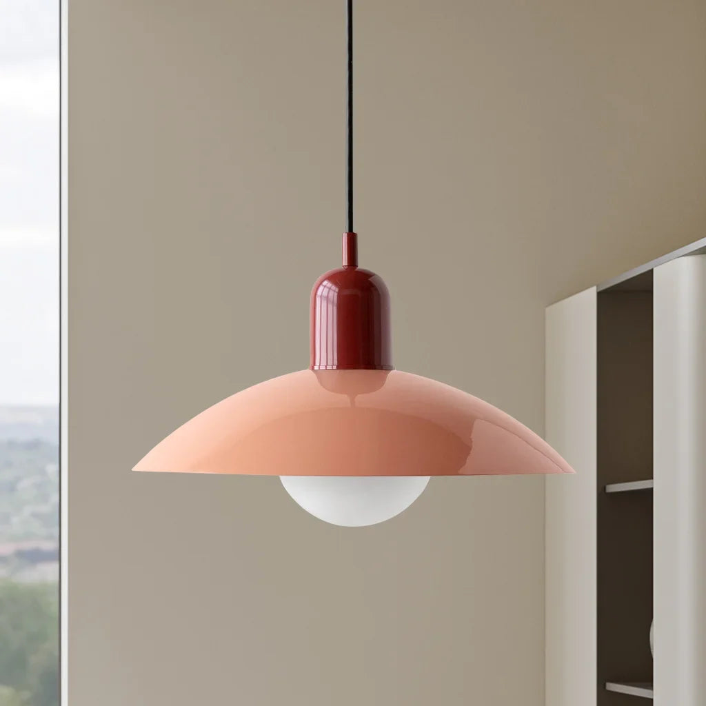 Red shade and pink body variant of the glass globe pendant light
