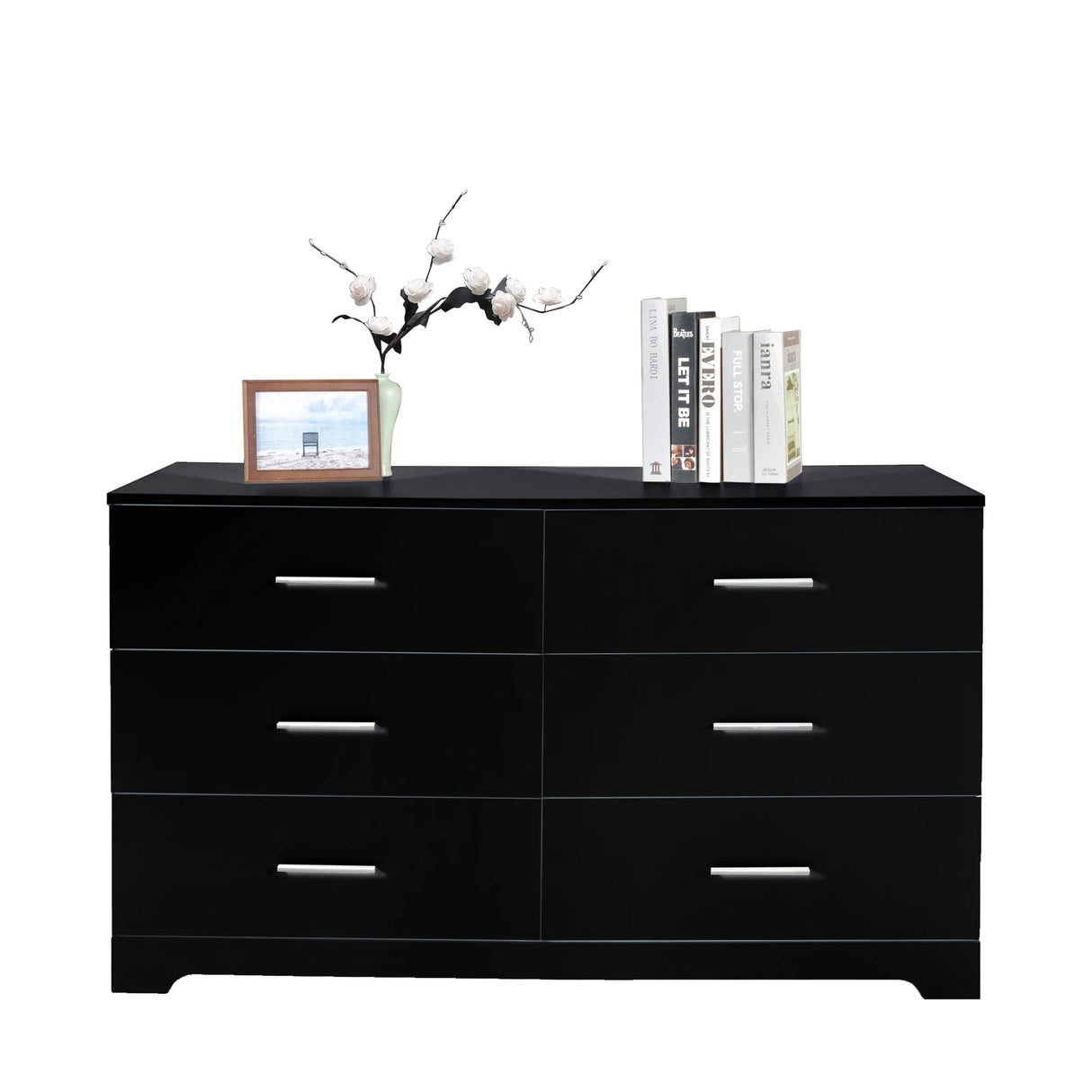 Double Dresser - Elegant Wooden Storage with Spacious Black Drawers for Bedroom - Hurbane Home