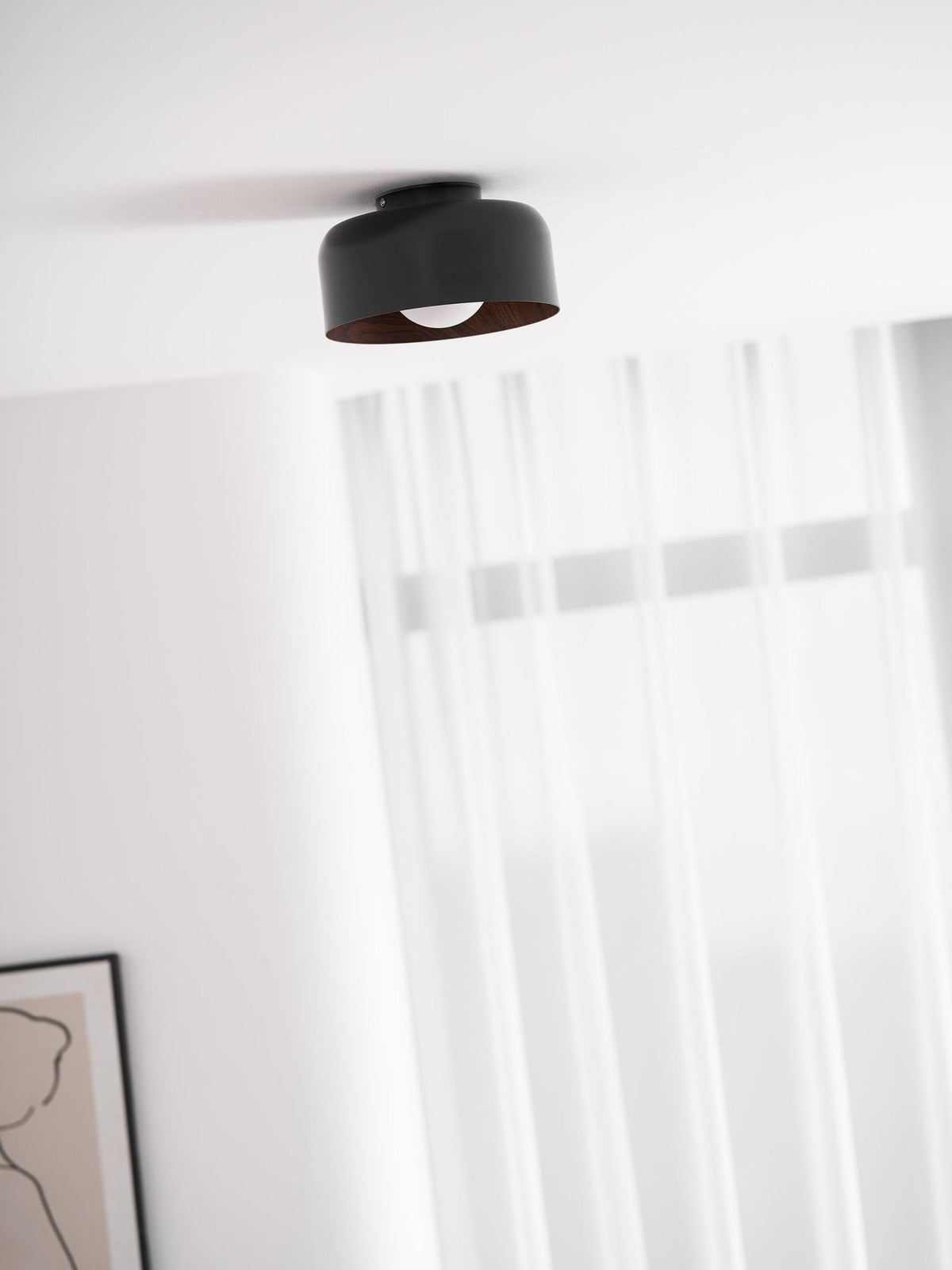 Drum flush mount ceiling light with wood grain interior additional product view 54