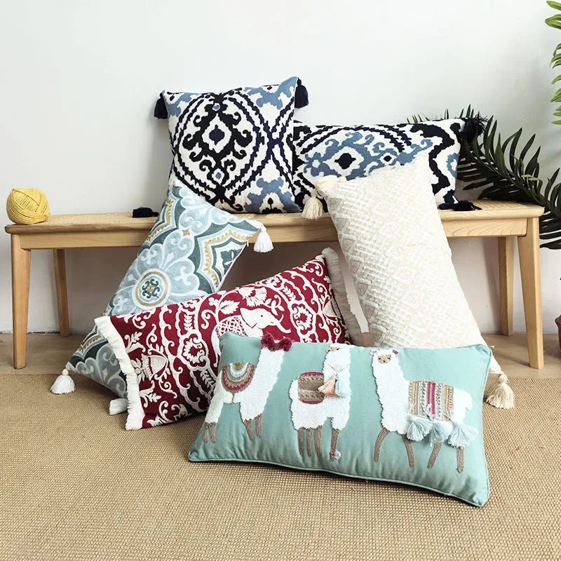 Embroidered Pillow Cover - Boho Chic Design for Stylish Home DΓ©cor - Boho Pillow Cover - Hurbane Home