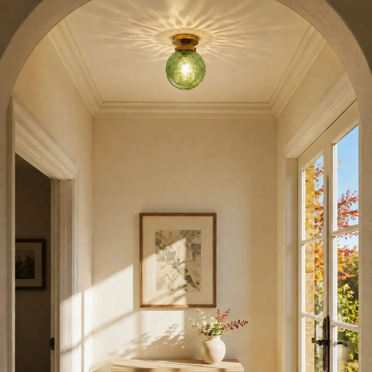 Engraved glass globe flush mount ceiling light supplementary product view 5