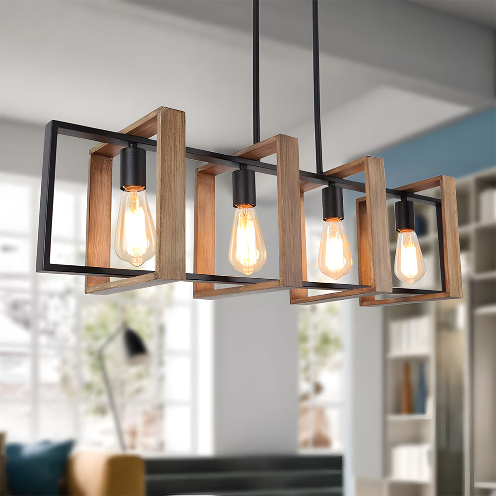 Four head farmhouse cage pendant bar shown as a product view