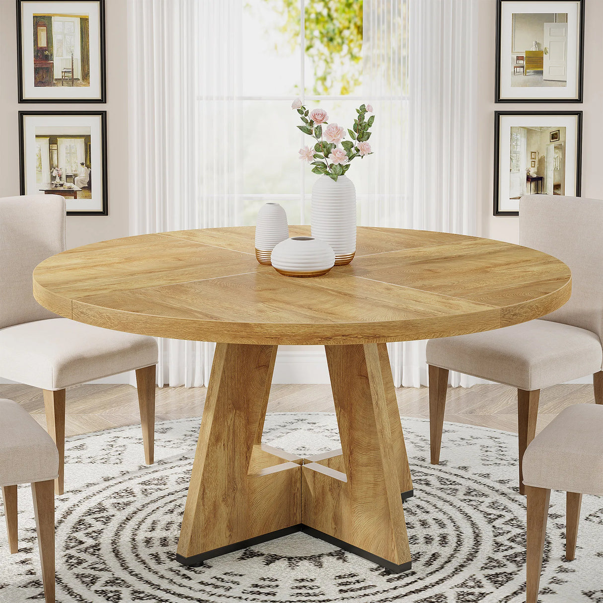 farmhouse round dining room table base detail