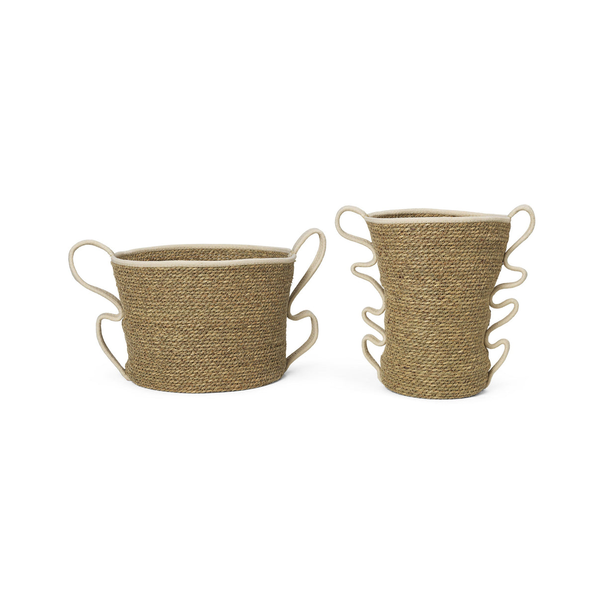 Hand-Braided Seagrass Verso Storage Baskets Set of Two
