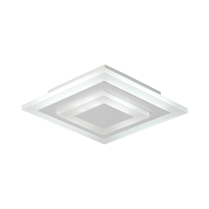 All white square ceiling light photographed on a white background