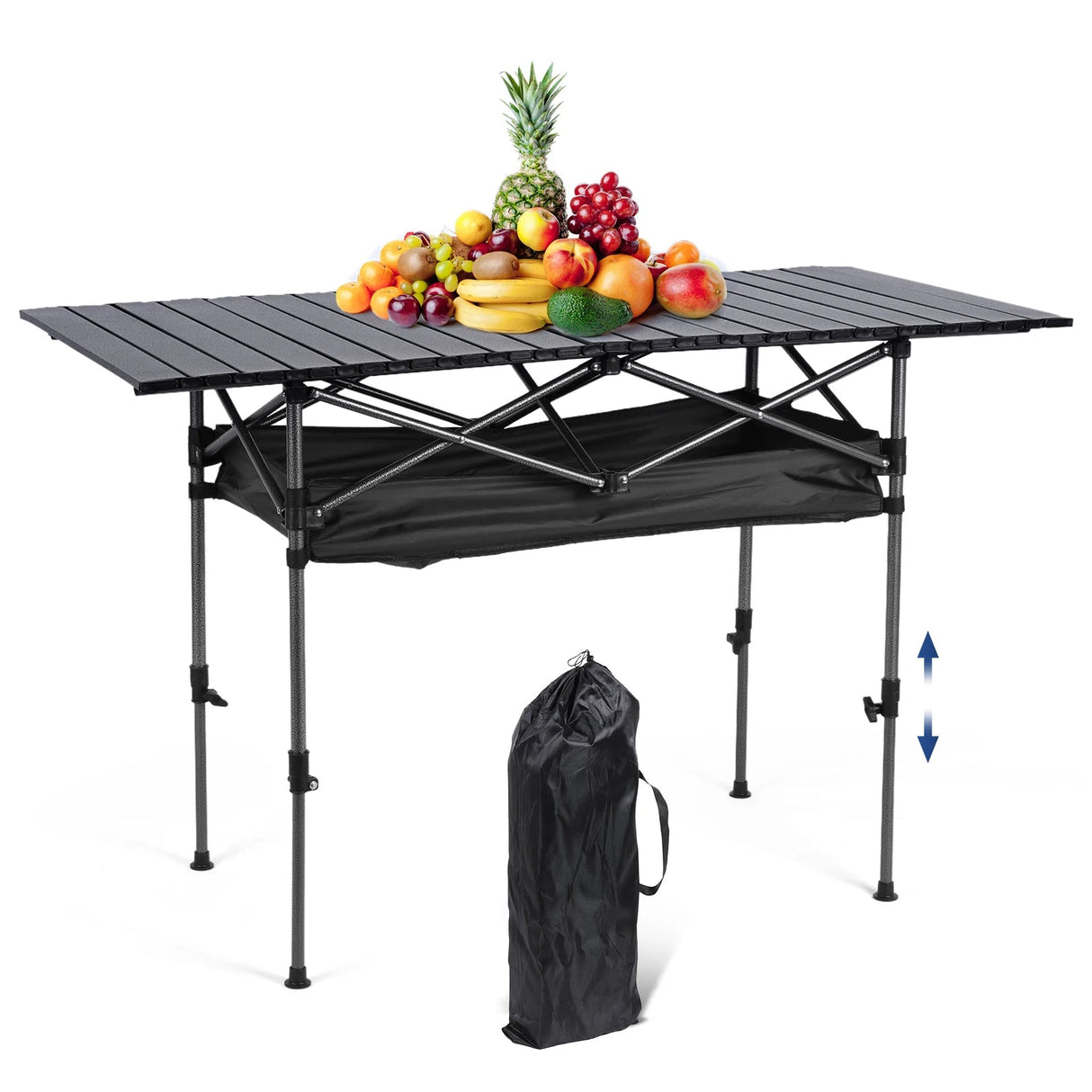 Folding Table - Lightweight Aluminum Roll Up Camping Picnic Desk - Outdoor Folding Table - Hurbane Home