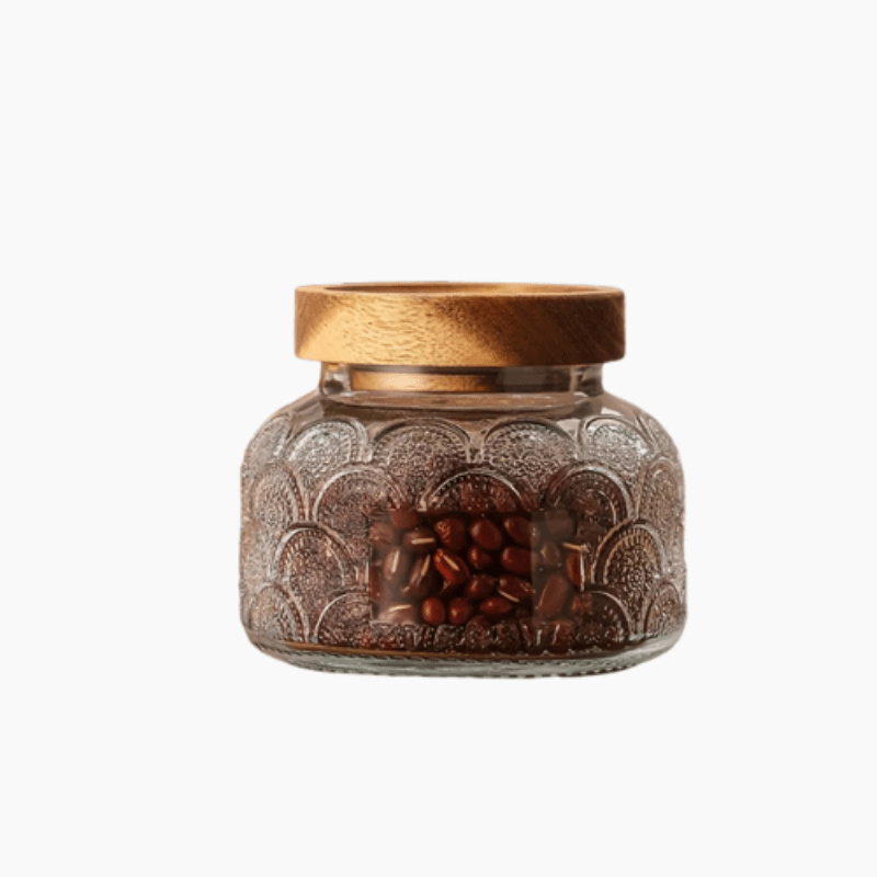 Food Storage Glass Jars – Retro Crabapple Pattern Storage Jars for Snacks & Dried Fruits - Hurbane Home