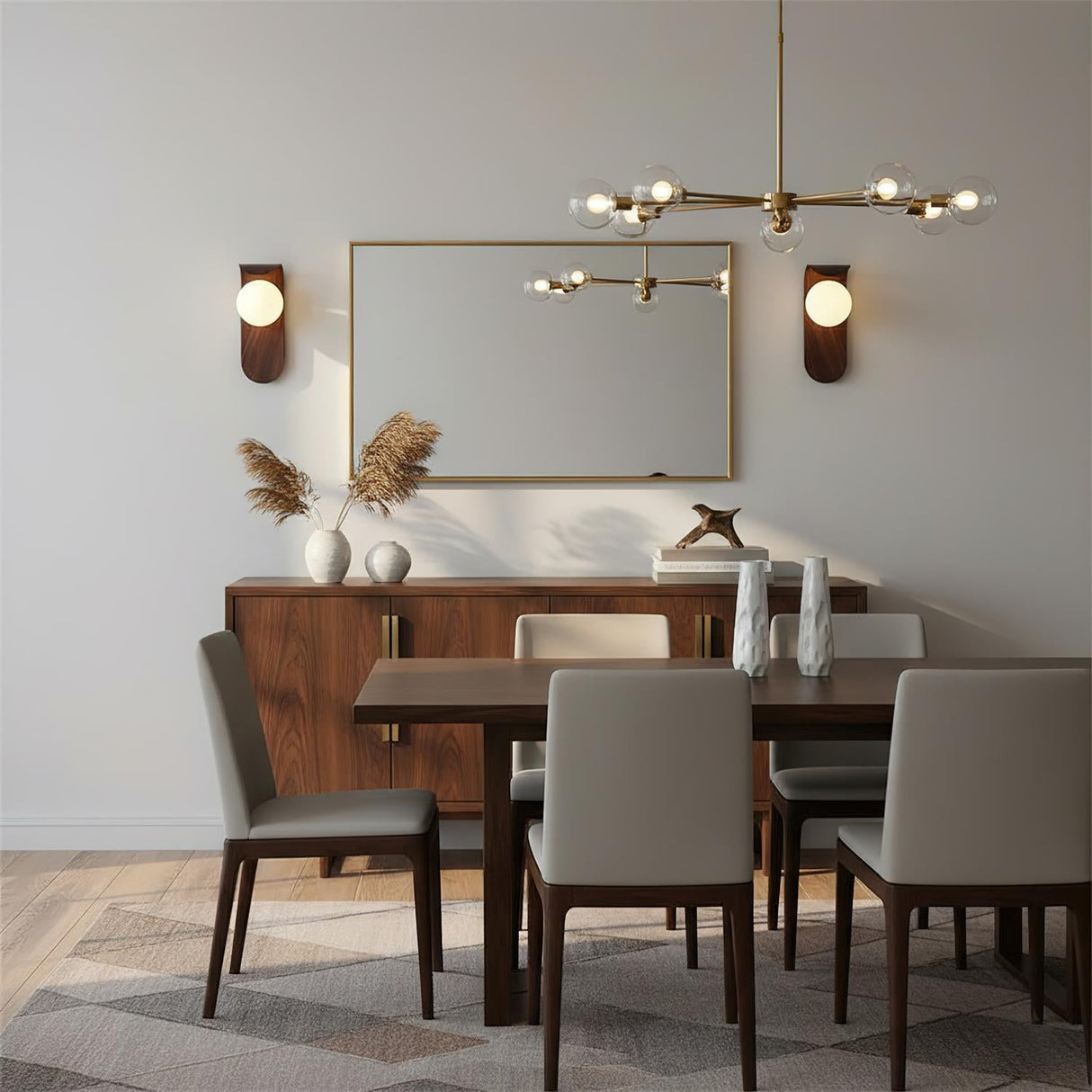 Frosted glass globe wall sconce front facing on light backdrop