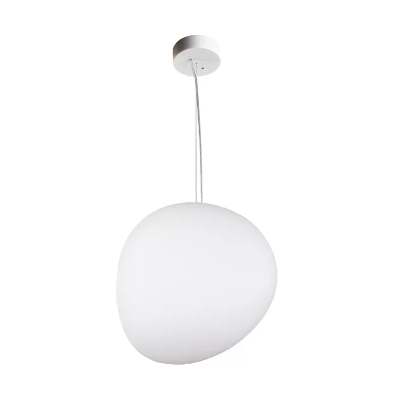 White pebble glass shade on a rigid stem, shown against white