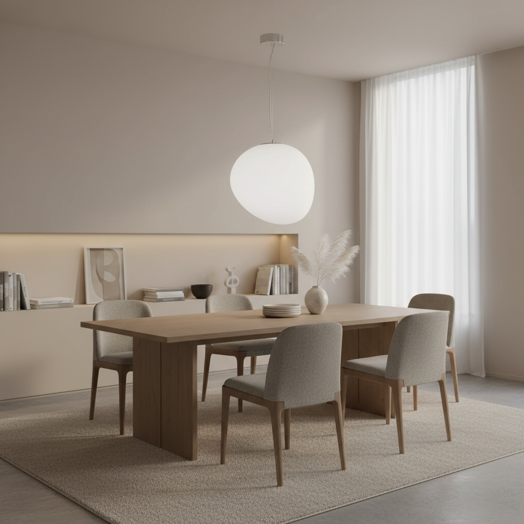 Frosted Glass Pendant Light with a White Pebble Shade