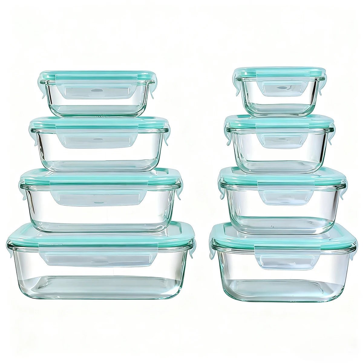Glass Food Storage Containers - 8 Piece Leakproof Airtight Kitchen Set - Glass Food Storage Container - Hurbane Home