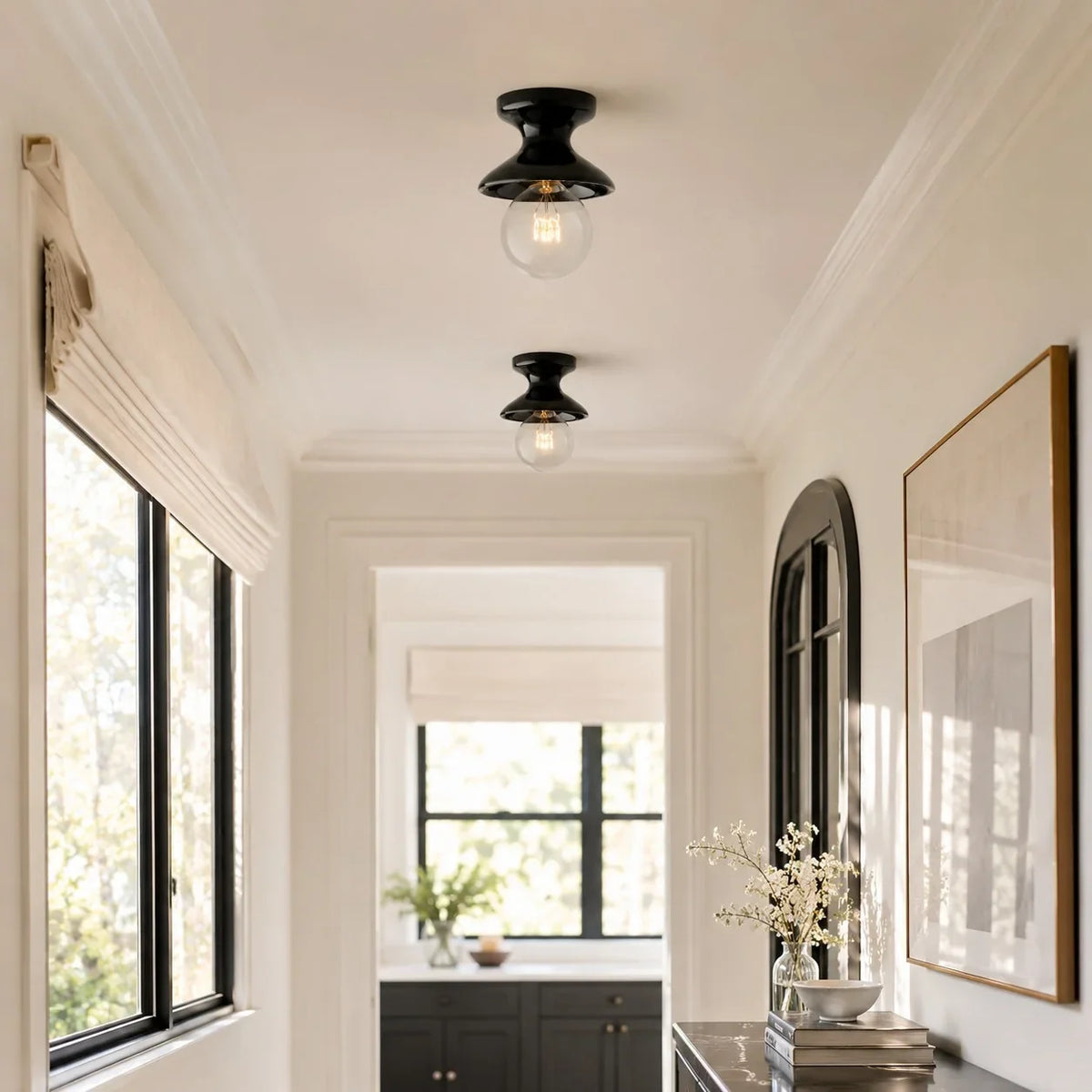 Glazed ceramic flush mount ceiling light supplementary product view 11