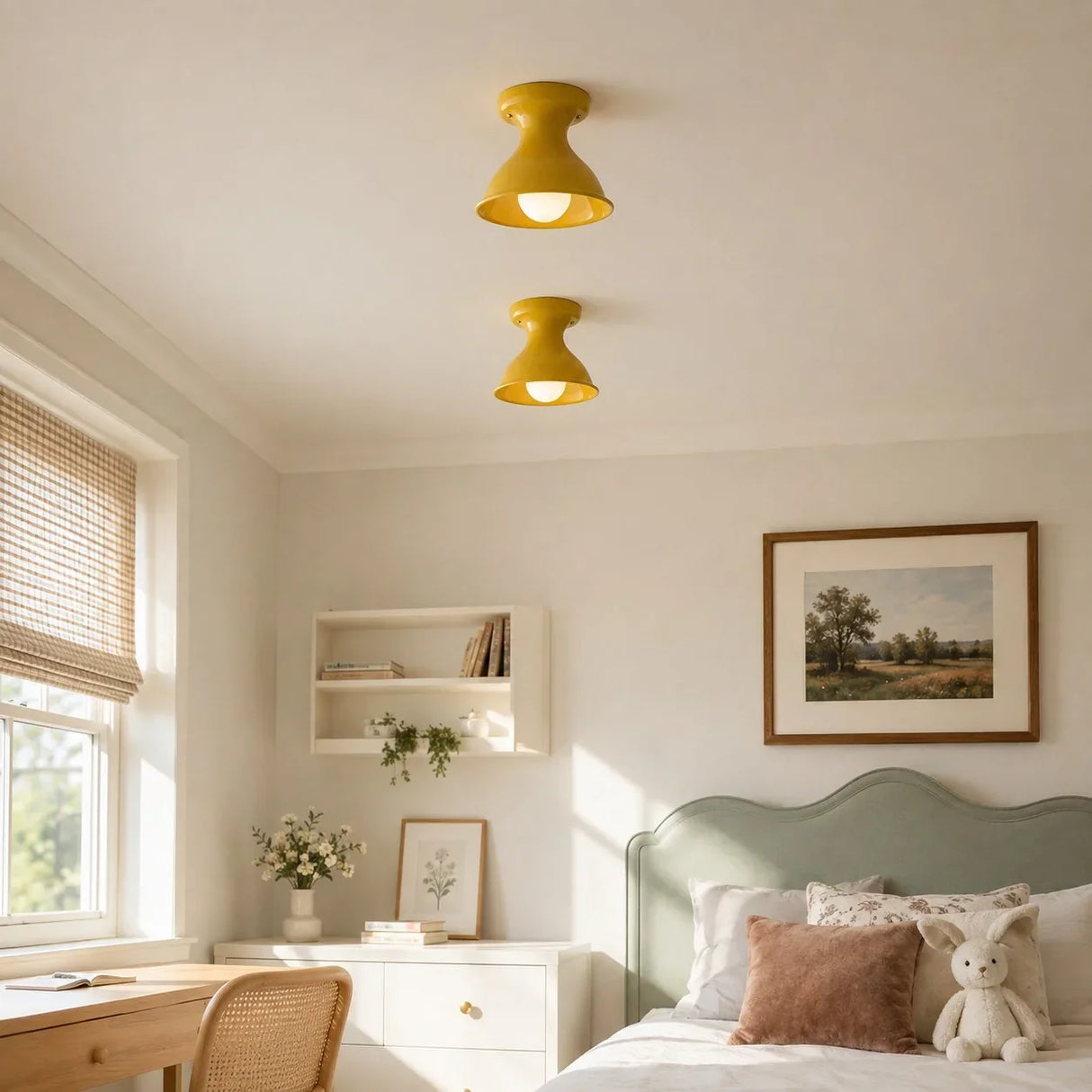 Glazed ceramic flush mount ceiling light supplementary product view 23