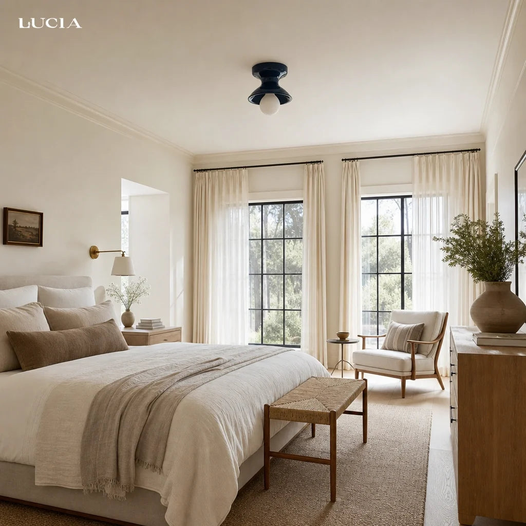 Glazed ceramic flush mount ceiling light supplementary product view 41