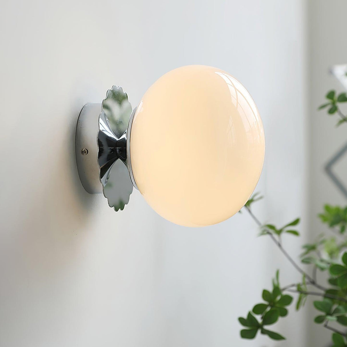 Beige glass globe wall sconce, 7.9 inch diameter shade, view 16