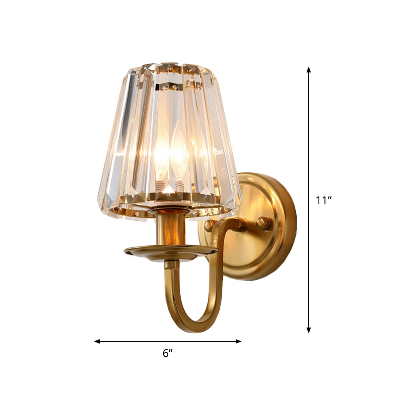 Studio view of the sconce marked 11 in high and 6 in wide