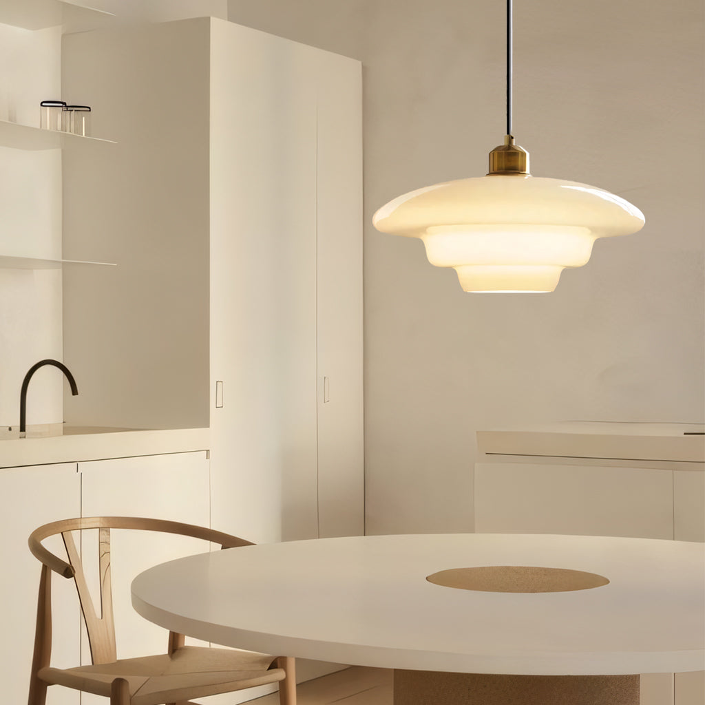 Hanna Art Deco Glass Pendant Light Modern Creamy Style Hanging Lamp