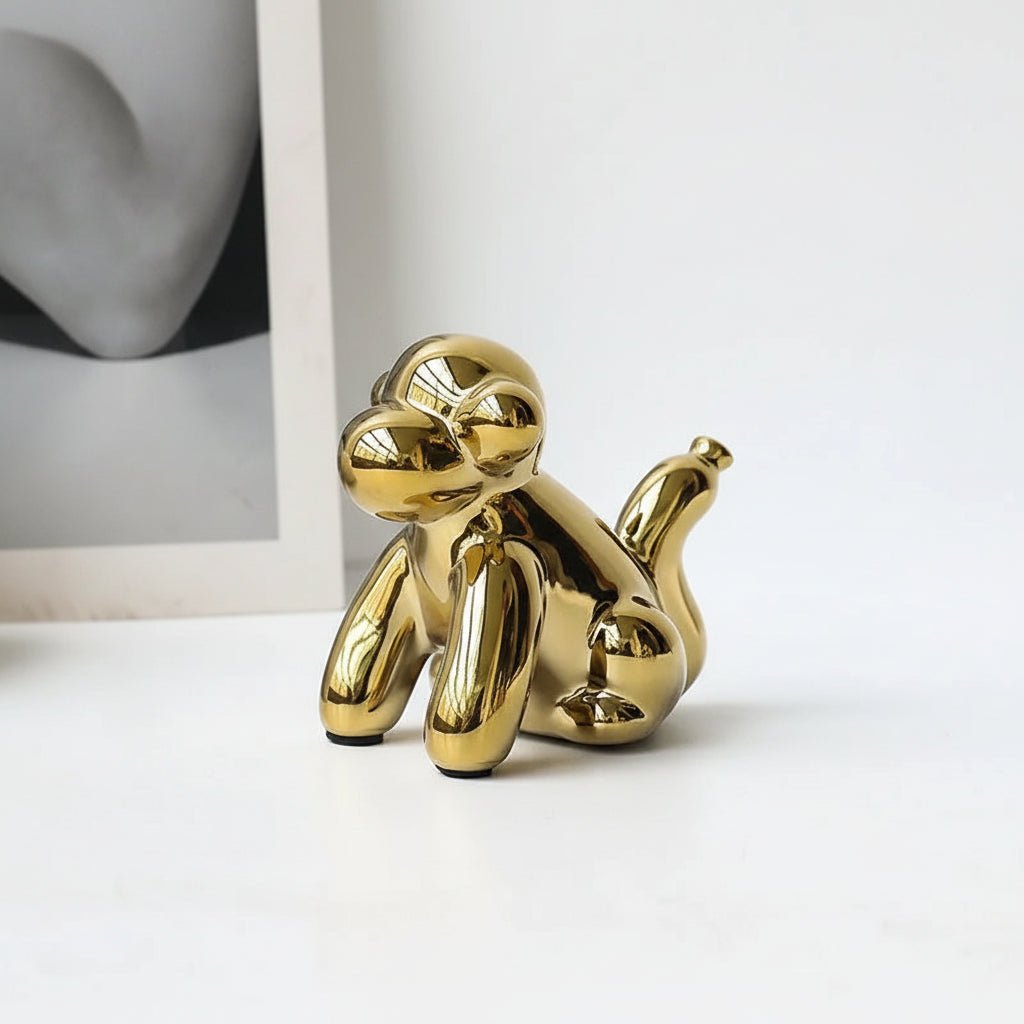 Home Decor Items - Balloon Dog Statue: Small Shelf Decor & Living Room Art - Ceramic Animal Sculptures - Hurbane Home