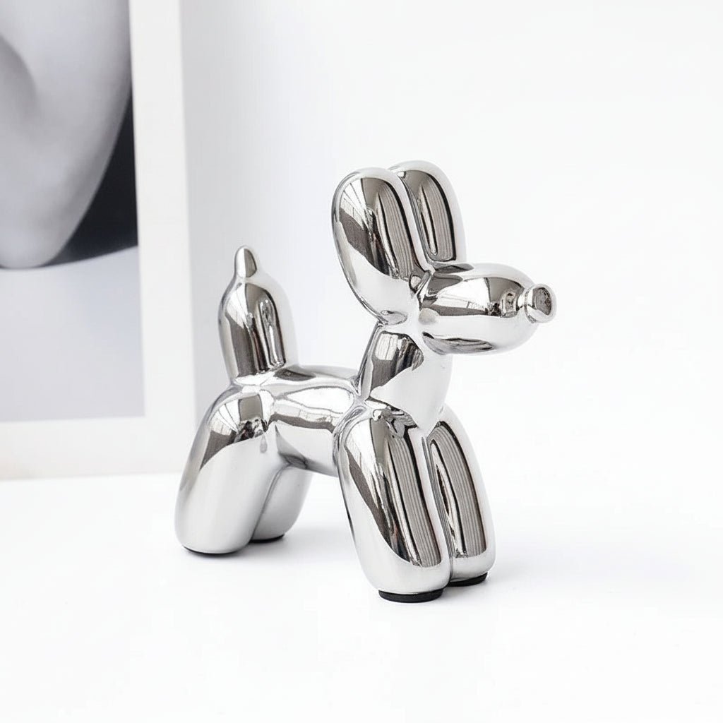 Home Decor Items - Balloon Dog Statue: Small Shelf Decor & Living Room Art - Ceramic Animal Sculptures - Hurbane Home