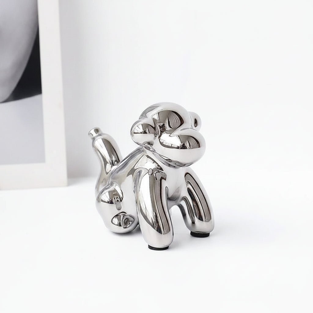 Home Decor Items - Balloon Dog Statue: Small Shelf Decor & Living Room Art - Ceramic Animal Sculptures - Hurbane Home