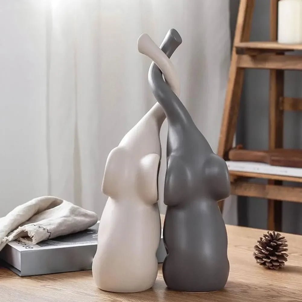 Home Decor Items - Unique Elephant Figurines for Living Room Display - Ceramic Animal Sculptures - Hurbane Home