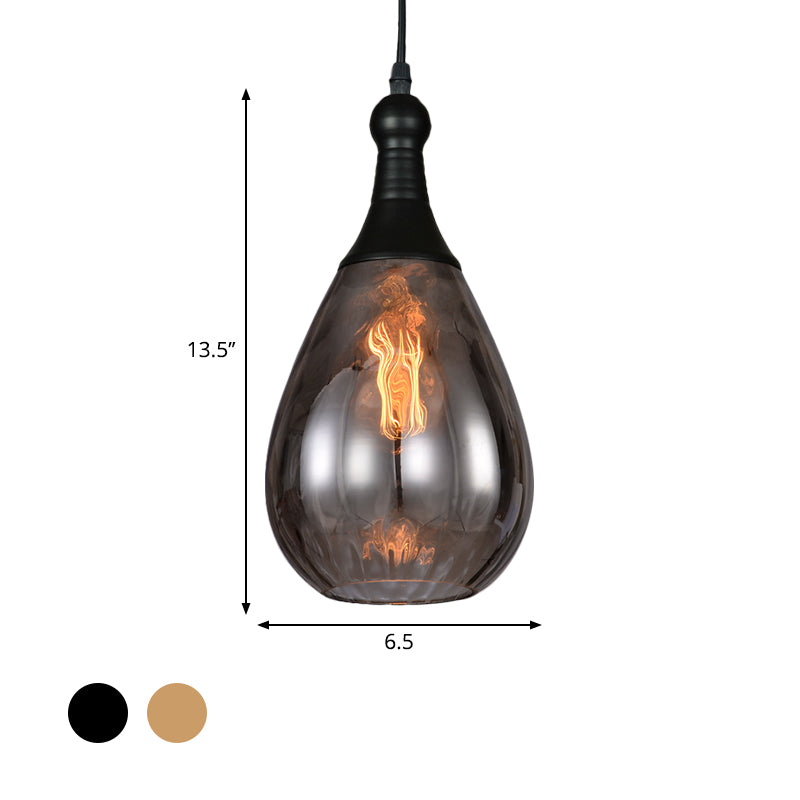 Teardrop pendant sized 13.5 in high by 6.5 in wide with color swatches